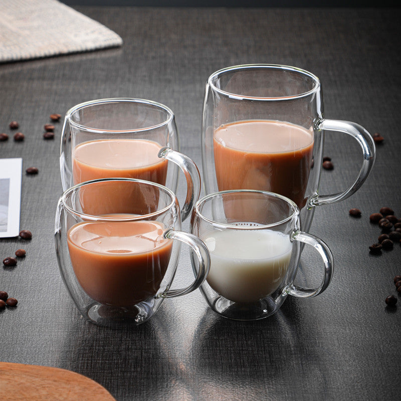 Free shipping】 Double wall design clear glass cup/ transparent Coffee –  zptableware